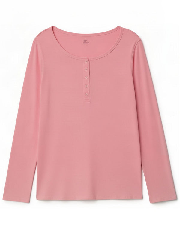 Gap Top Femme Manches Longues UK 14 Large Rose Coton