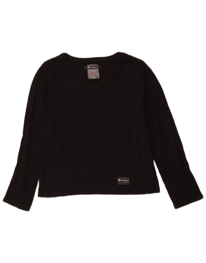 CHAMPION Haut à manches longues Easy Fit pour femme UK 10 Small Noir Coton