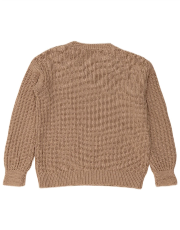 Marks & Spencer Pull surdimensionné à col en V pour femme UK 10 Petit Beige