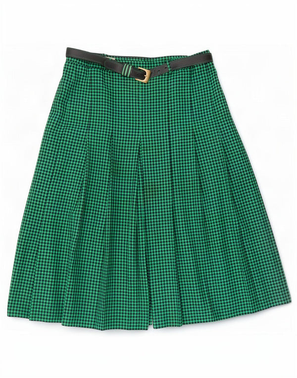 Libra Jupe Plissée Couteau Femme UK 20 2XL W36 Vert Vichy Polyester