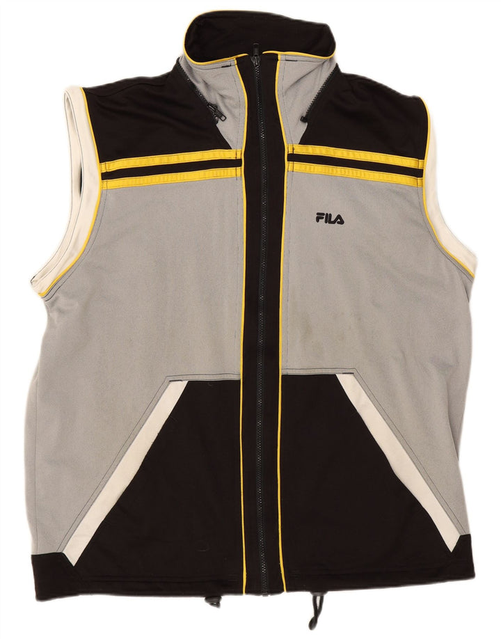 Fila Veste de survêtement sans manches pour homme Large Gris Colorblock Polyester