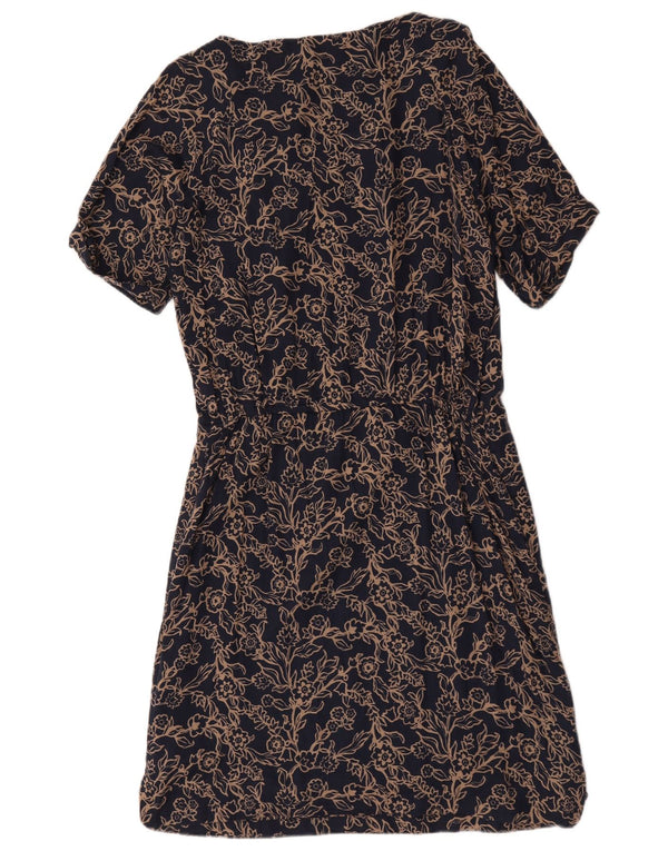 Crew Clothing Robe trapèze pour femme UK 42 en coton floral bleu marine moyen