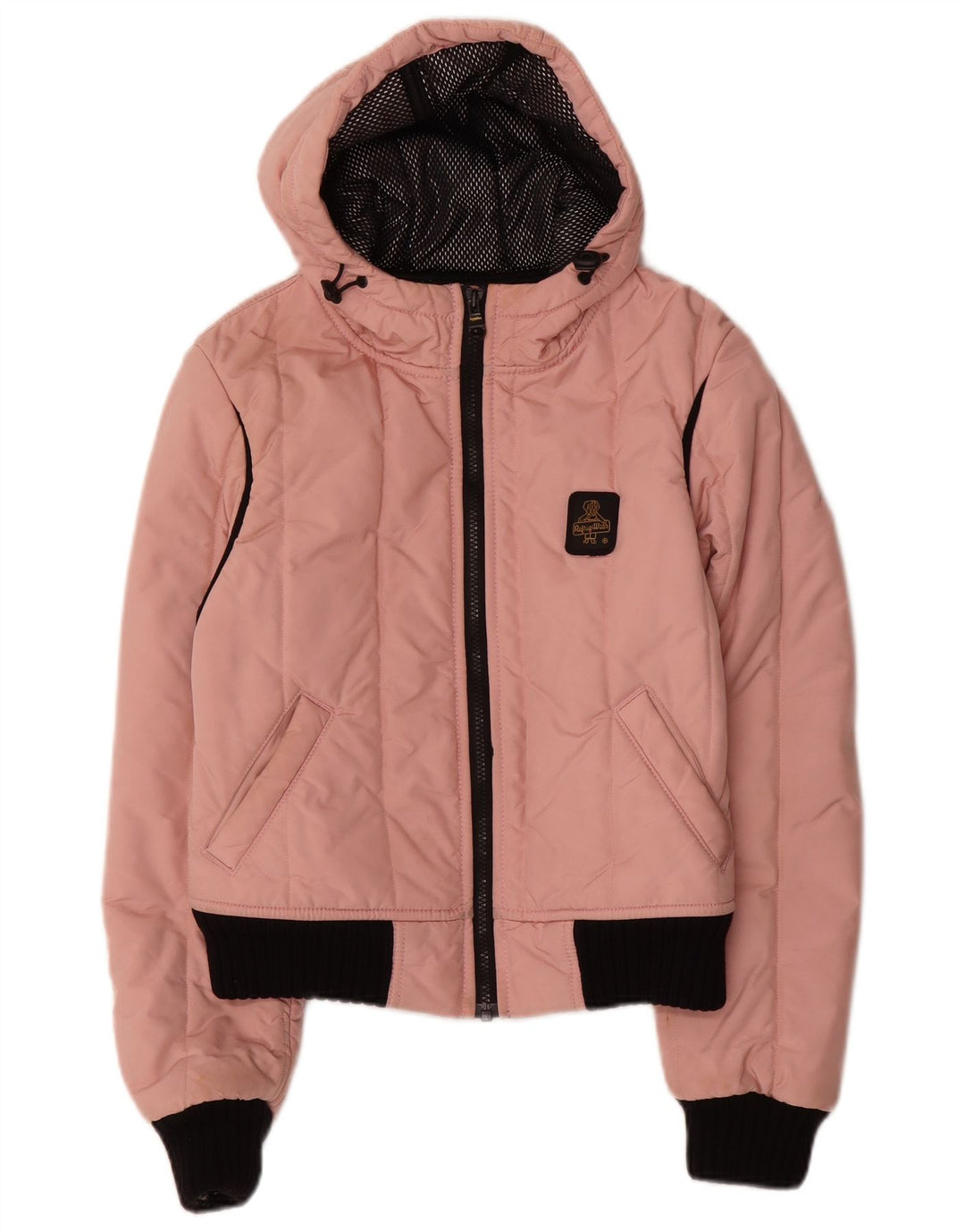Refrigiwear Veste bomber à capuche courte pour femme UK 12 Nylon rose moyen