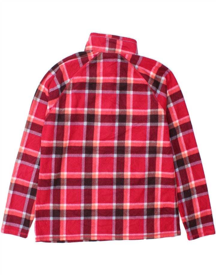 EDDIE BAUER Womens Zip Neck Fleece Jumper UK 16 Large Red Plaid Polyester Vintage Eddie Bauer and Second-Hand Eddie Bauer from Messina Hembry 