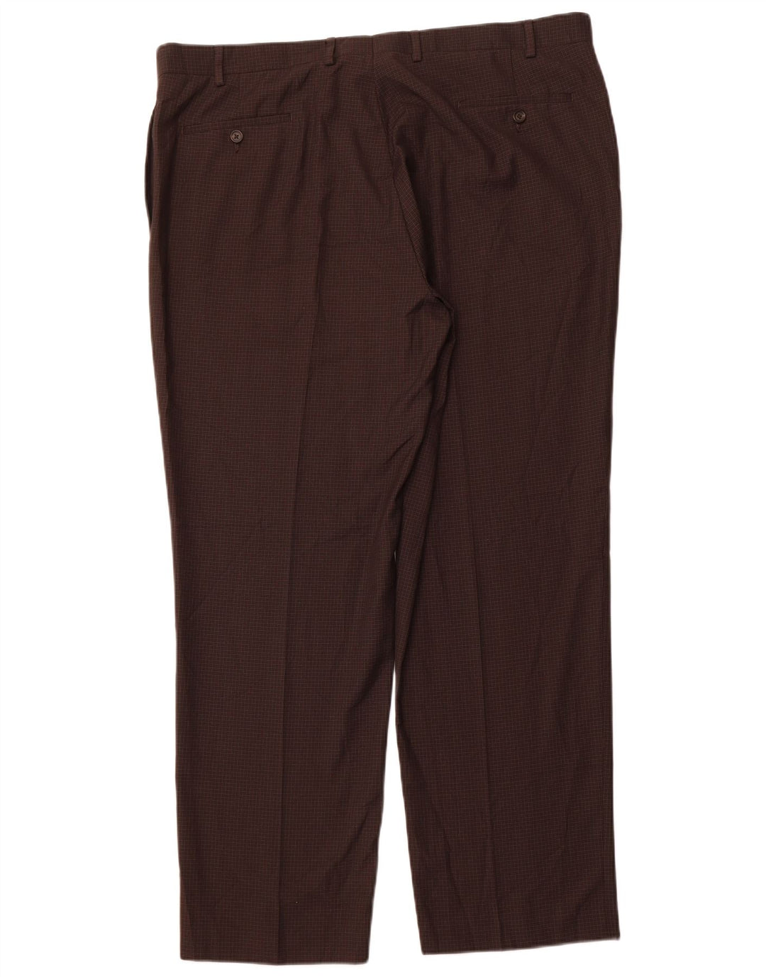 Ralph Lauren Pantalon de costume droit pour homme W42 L32 Marron à carreaux Polyester