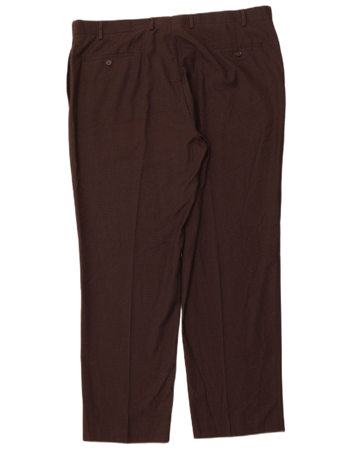 Ralph Lauren Pantalon de costume droit pour homme W42 L32 Marron à carreaux Polyester