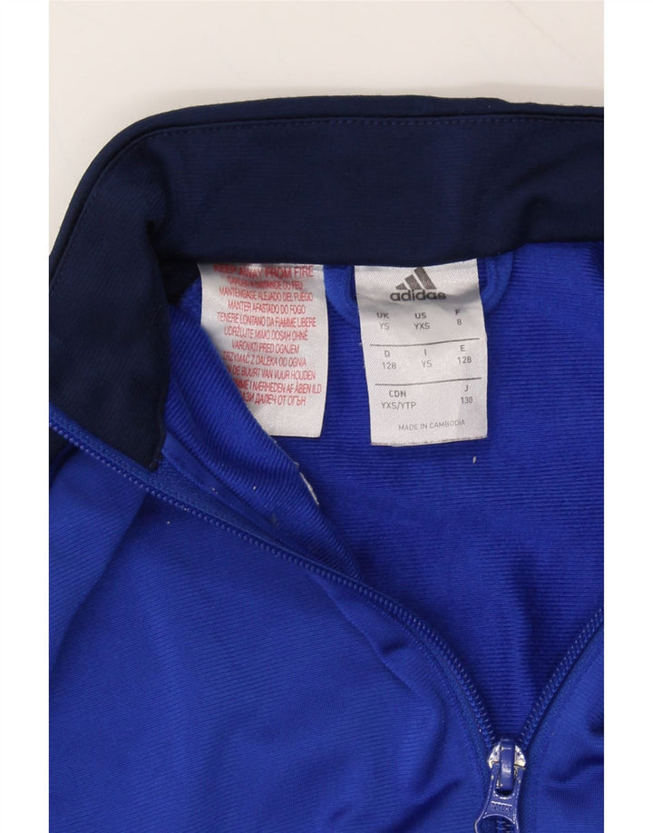 ADIDAS Boys Tracksuit Top Jacket 7-8 Years Small  Blue Colourblock Vintage Adidas and Second-Hand Adidas from Messina Hembry 