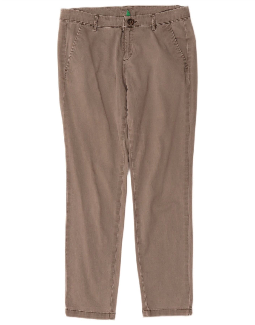 Benetton Pantalon Chino Droit Femme W30 L27 Gris