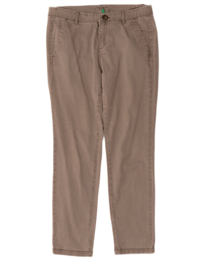 Benetton Pantalon Chino Droit Femme W30 L27 Gris