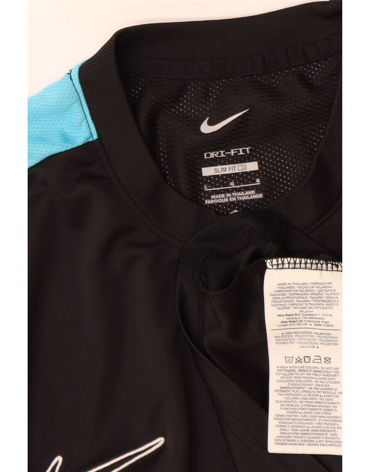 Nike Hommes Dri Fit Slim Fit T-Shirt Haut Large Noir Colorblock Polyester