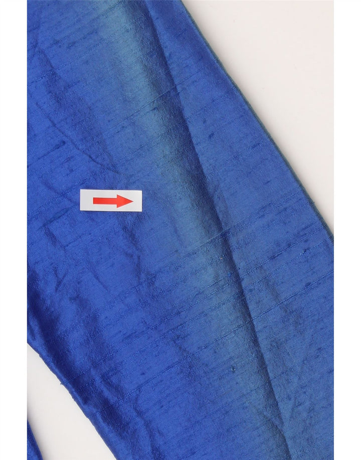 Veste Blazer Femme Vintage UK 12 Soie Bleu Moyen