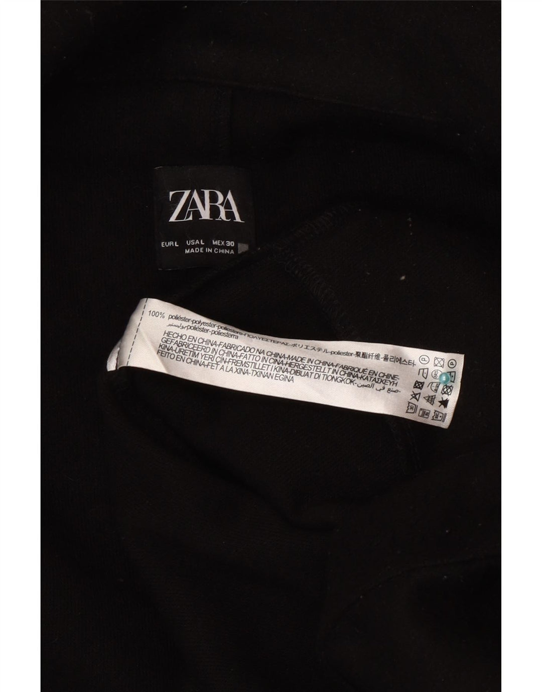 Zara Womens Open Overcoat UK 16 Large Noir Polyester