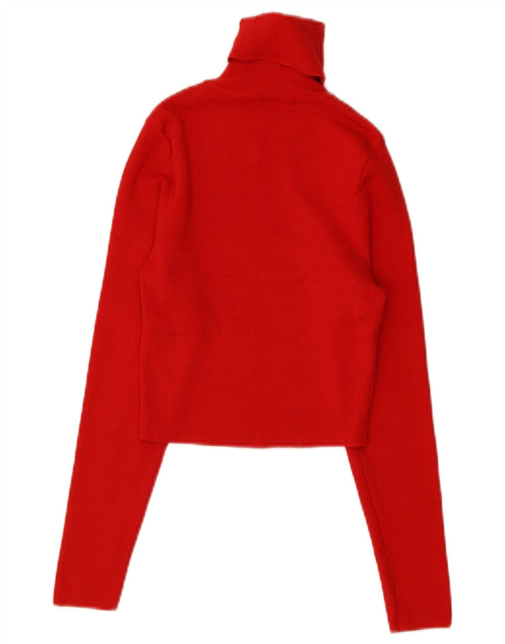 Zara Pull court à col roulé pour femme UK 12 Viscose rouge moyen