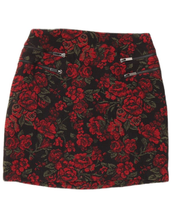 PIMKIE Mini jupe taille haute pour femme IT 42 Medium W26 Rouge Floral Coton