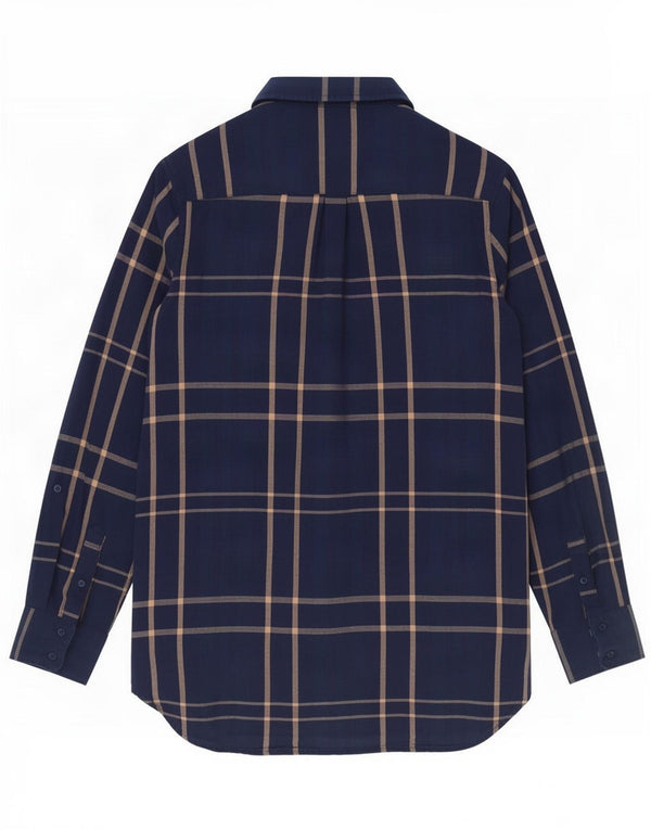Fat Face Chemise Femme UK 14 Grand Coton à Carreaux Bleu Marine