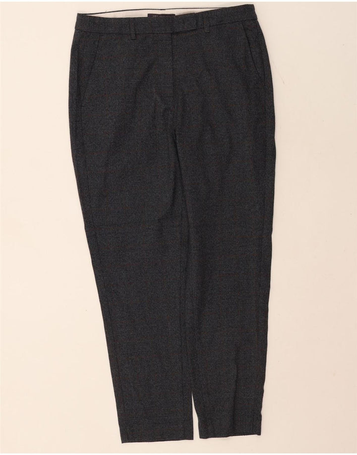 Marks & Spencer Pantalon Chino Femme UK 12 Medium W30 L27 Bleu Marine à Carreaux