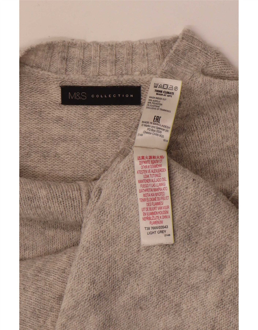 Marks & Spencer Pull à col rond pour femme UK 14 Acrylique gris moyen
