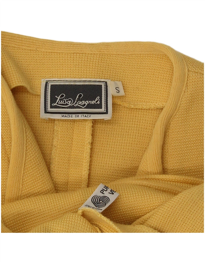 Luisa Spagnoli Veste blazer en tricot à 1 bouton pour femme UK 10 Petite laine jaune