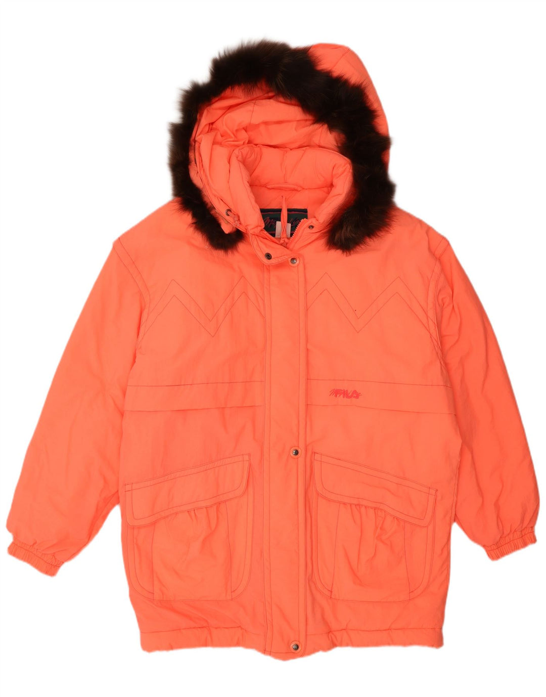 Fila Manteau matelassé surdimensionné à capuche pour femme IT 44 Orange moyen Polyamide