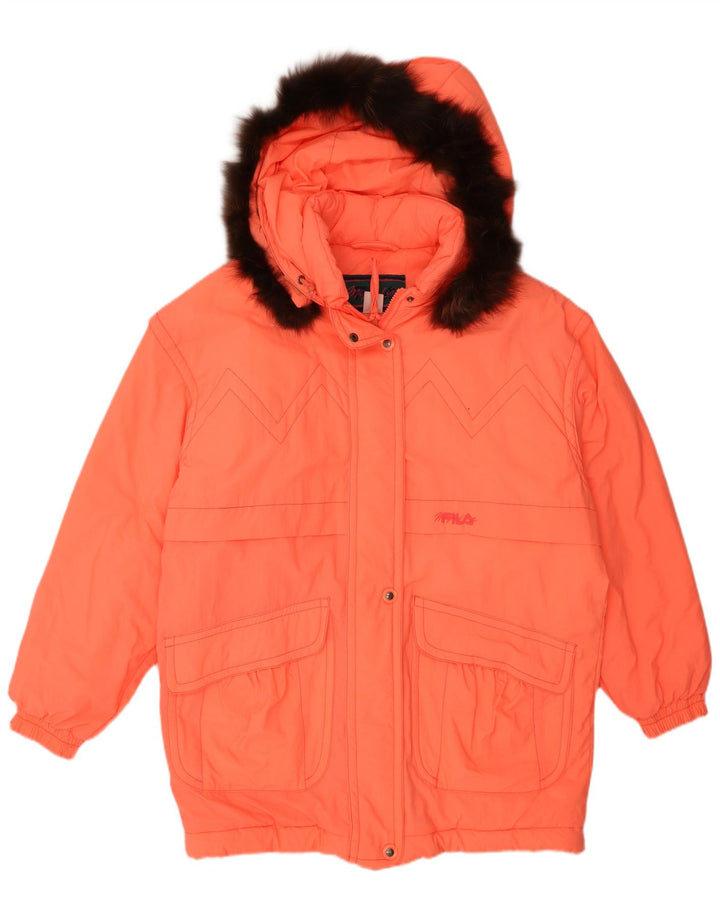 Fila Manteau matelassé surdimensionné à capuche pour femme IT 44 Orange moyen Polyamide