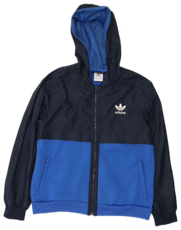 Adidas Veste de survêtement à capuche pour garçon 10-11 ans Bleu marine Colourblock