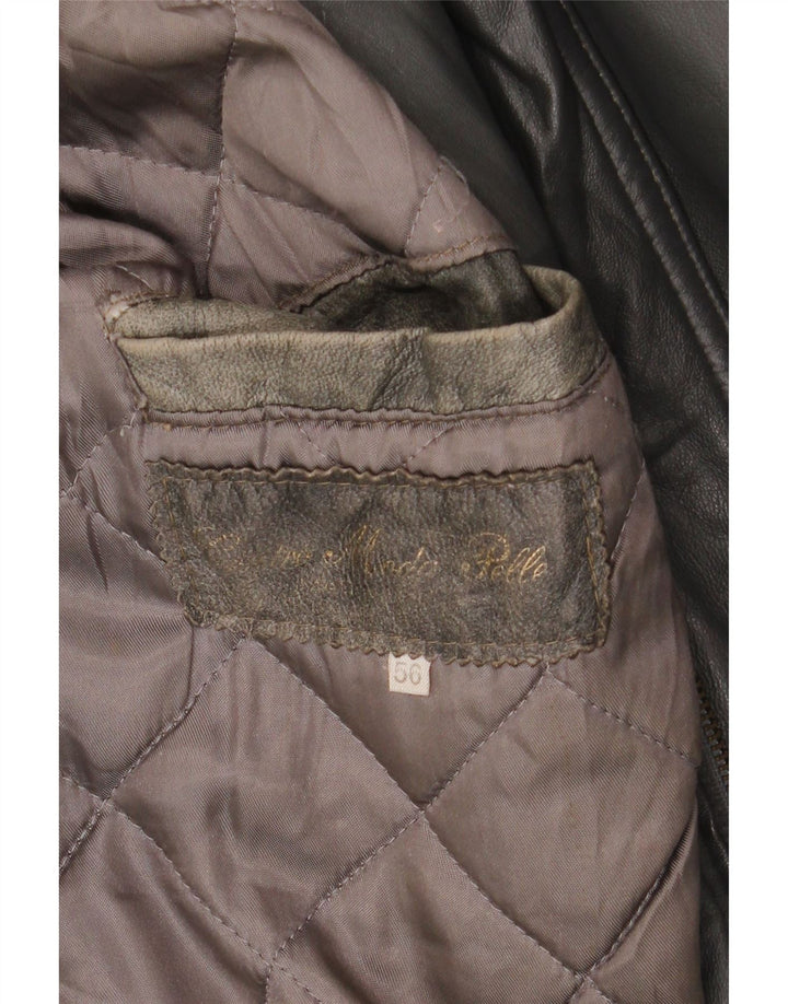 veste en cuir homme vintage IT 56 3XL Noir