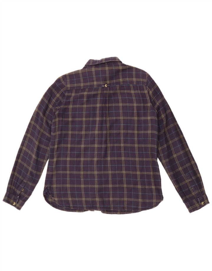 Fat Face Chemise en flanelle pour femme UK 12 Bleu marine moyen à carreaux en coton