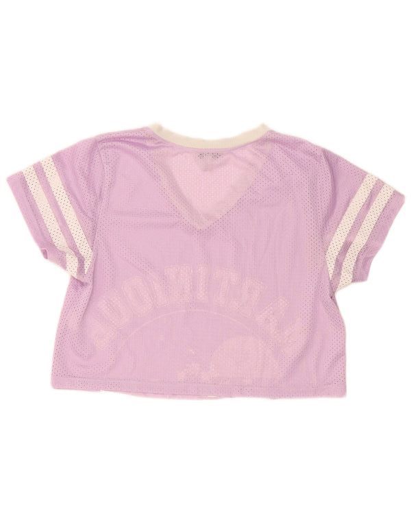 Zara Womens Trafaluc Crop T-shirt graphique surdimensionné UK 10 Small Violet