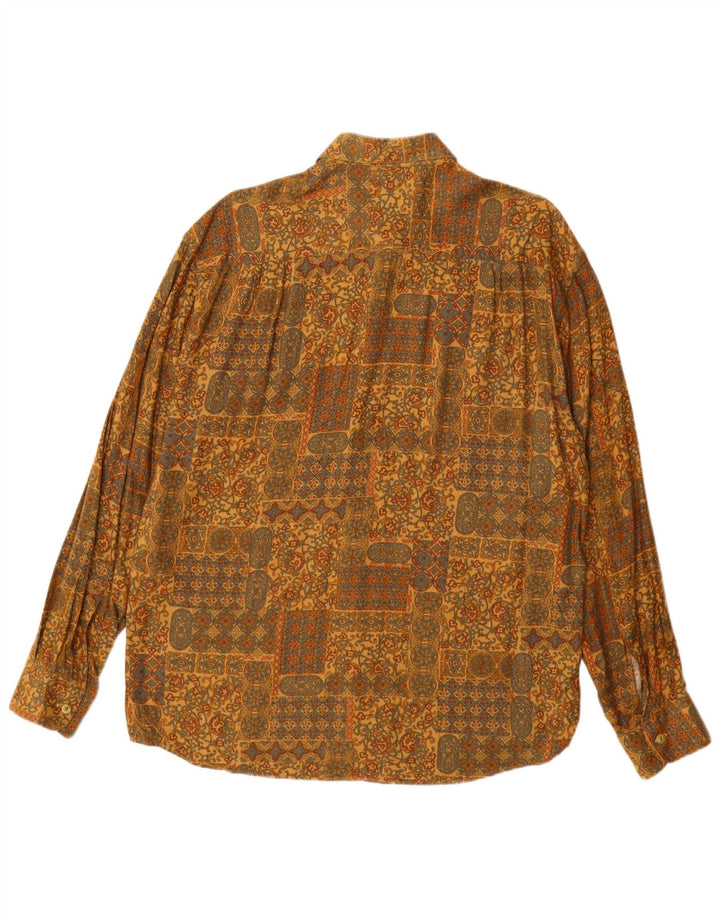 OLD FARWAY Chemise Homme Taille 40 15 1/2 Viscose Paisley Jaune Moyen