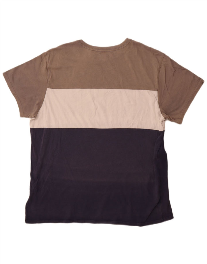 LEVI'S Mens Graphic T-Shirt Top 2XL Brown Colourblock