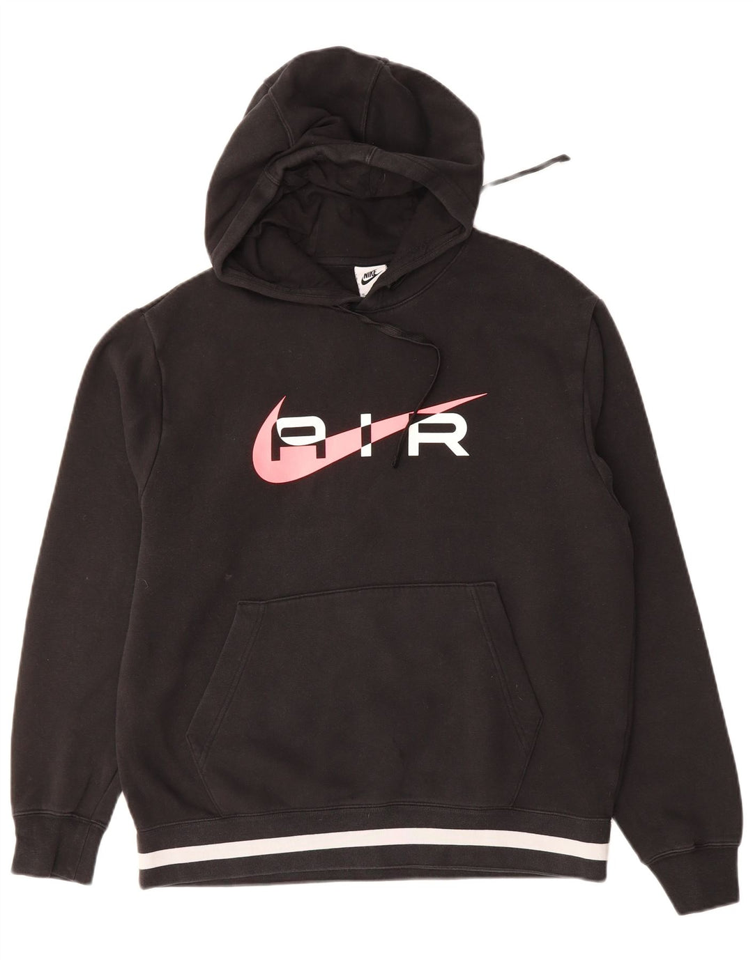 NIKE Mens Graphic Hoodie Jumper Medium Black Cotton