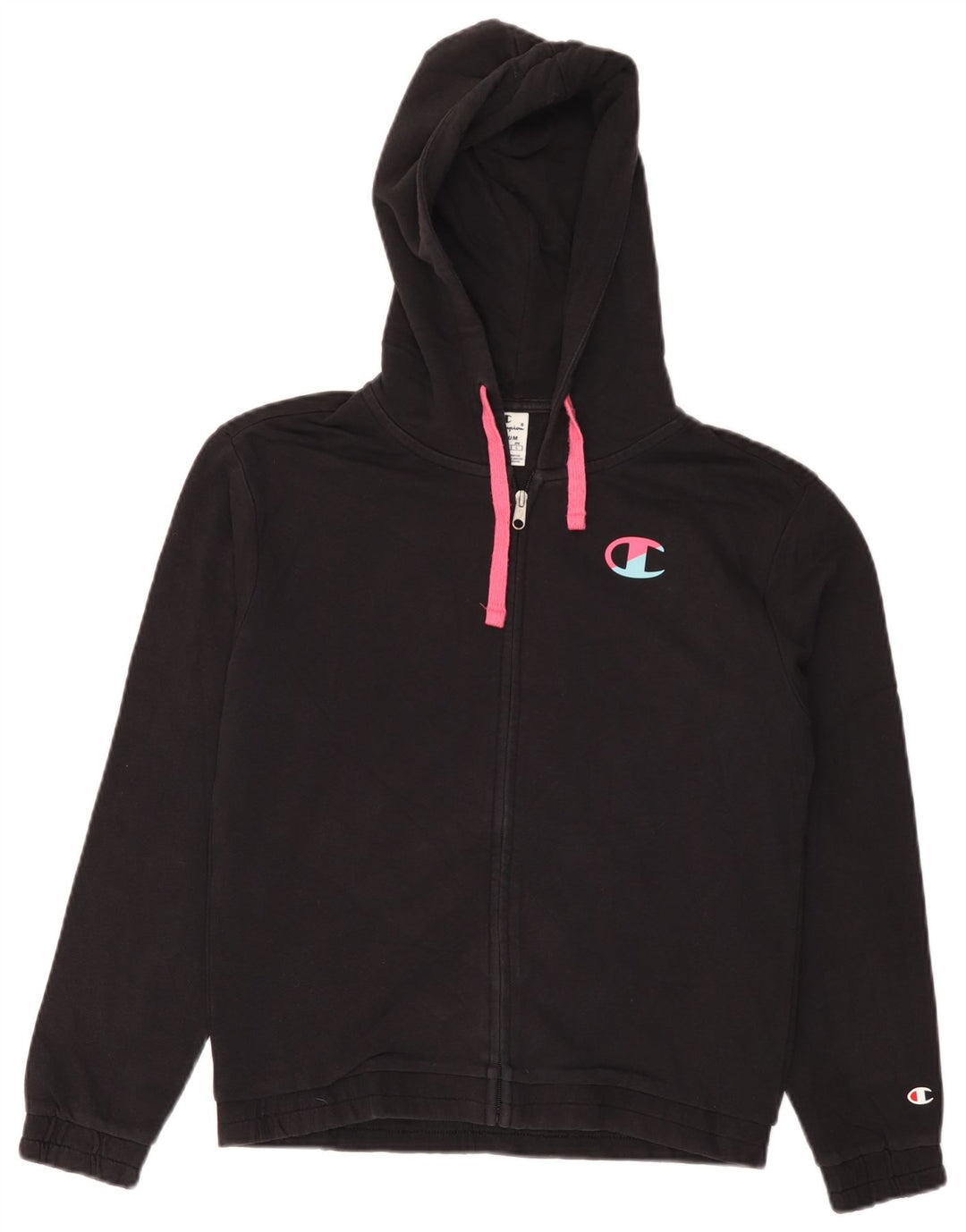 CHAMPION Pull à capuche zippé pour femme UK 14 Coton noir moyen