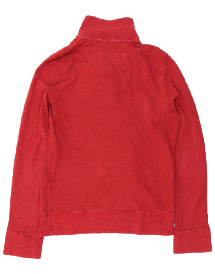 Hollister Homme Graphic Button Neck Sweatshirt Jumper Moyen Rouge Coton