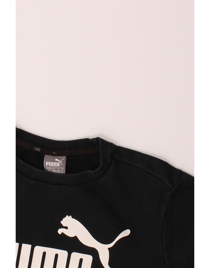 PUMA Mens Graphic Sweatshirt Jumper Small Navy Blue Cotton Vintage Puma and Second-Hand Puma from Messina Hembry 