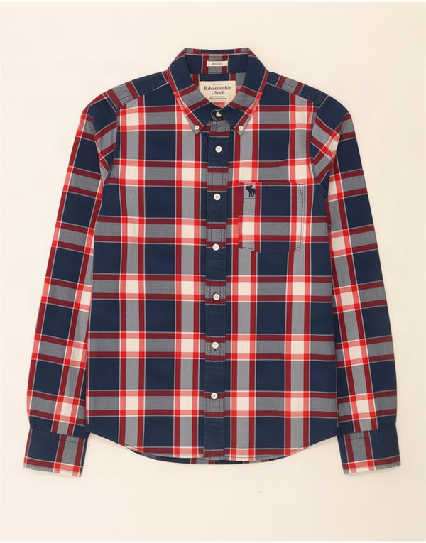 Abercrombie & Fitch Chemise pour homme en coton à carreaux bleu marine moyen