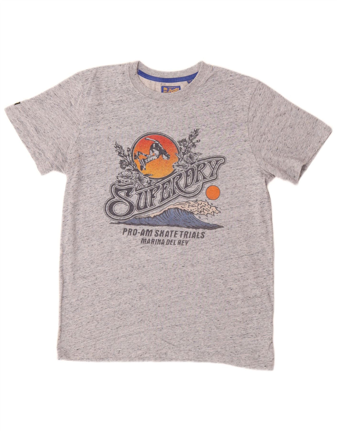 SUPERDRY T-Shirt Graphique Homme Gris Moyen Moucheté Coton
