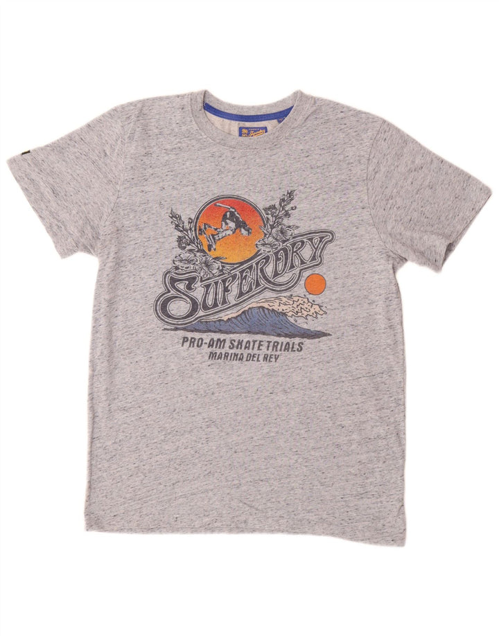 SUPERDRY T-Shirt Graphique Homme Gris Moyen Moucheté Coton