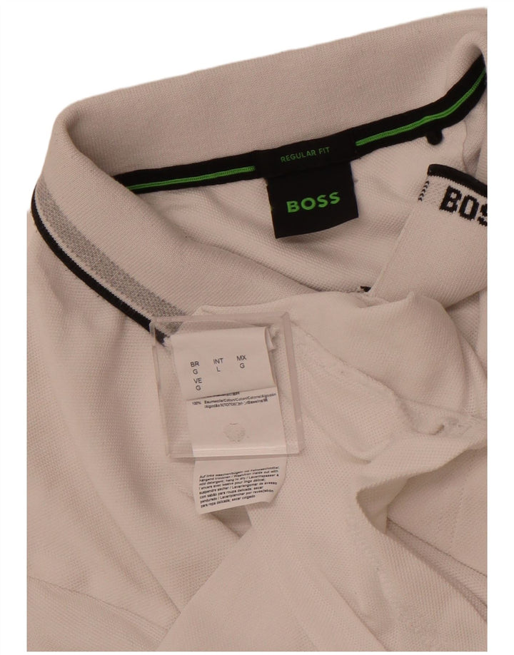 HUGO BOSS Polo Regular Fit Homme Blanc Coton