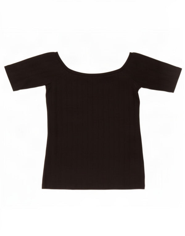 Zara Womens Crop Blouse Top UK 8 Petit Noir