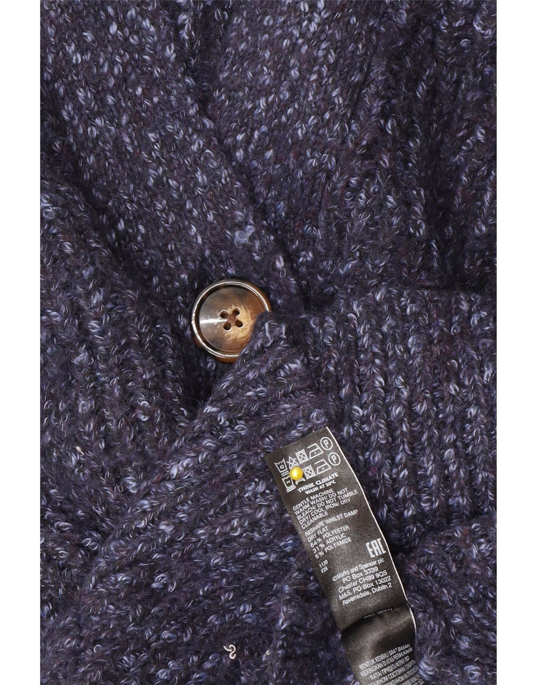 Marks & Spencer Pull cardigan surdimensionné pour femme UK 14 Bleu moyen moucheté
