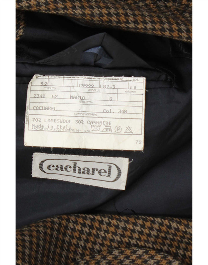 Cacharel Veste Blazer 2 Boutons Homme IT 52 XL Marron Laine Pied-de-Poule