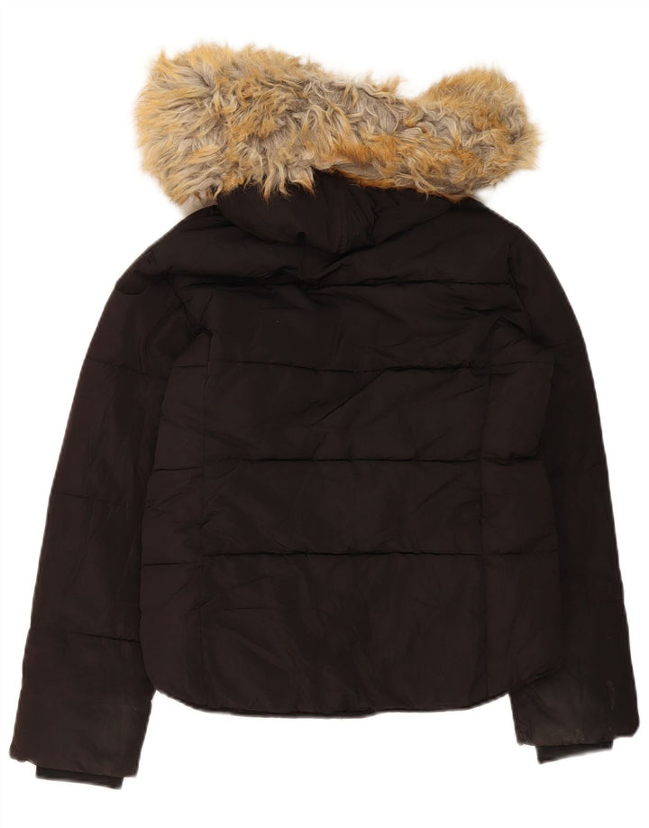 Topshop Veste matelassée surdimensionnée à capuche pour femme UK 4 XS Noir Polyester