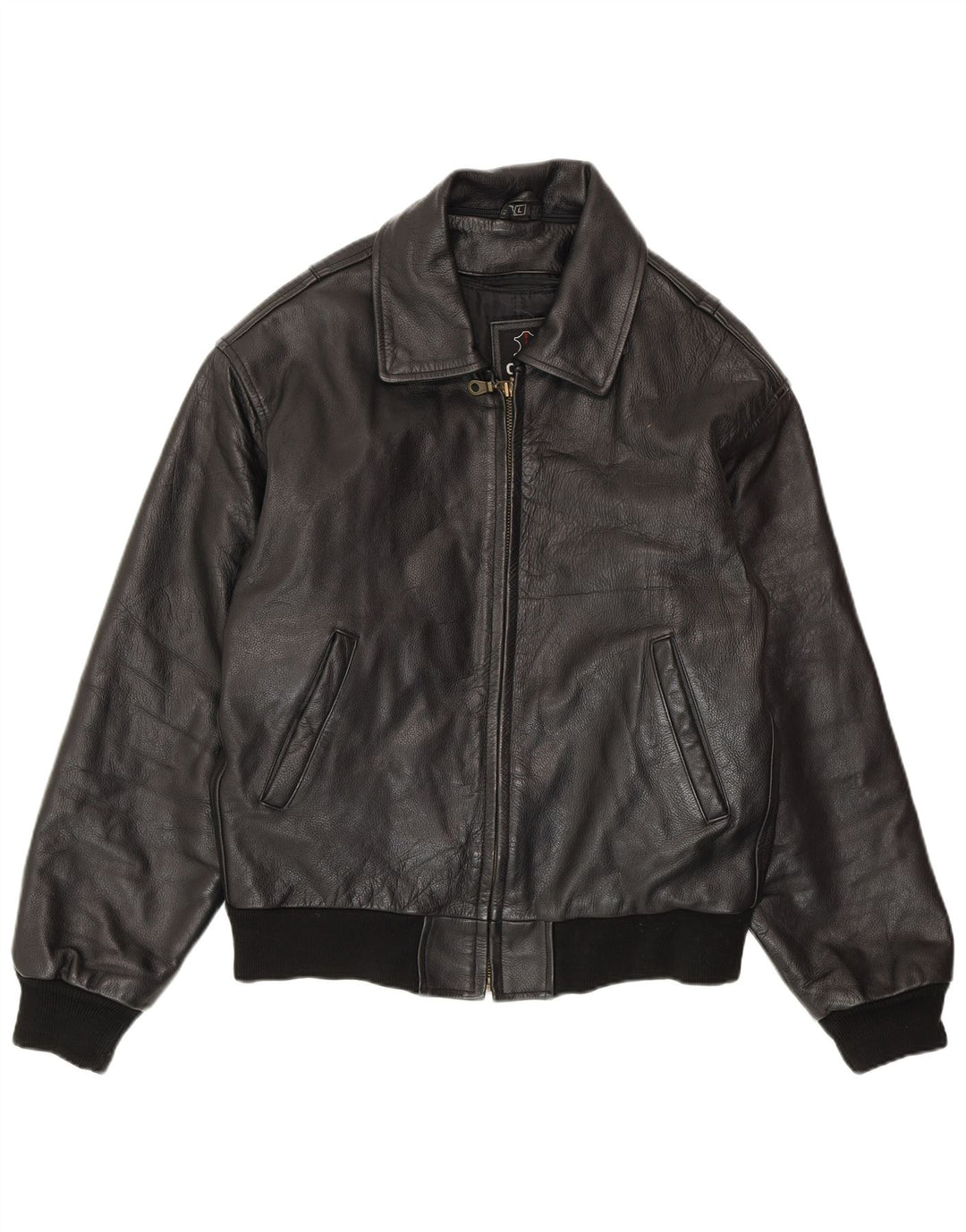 VINTAGE Veste en cuir homme UK 40 Grand cuir noir