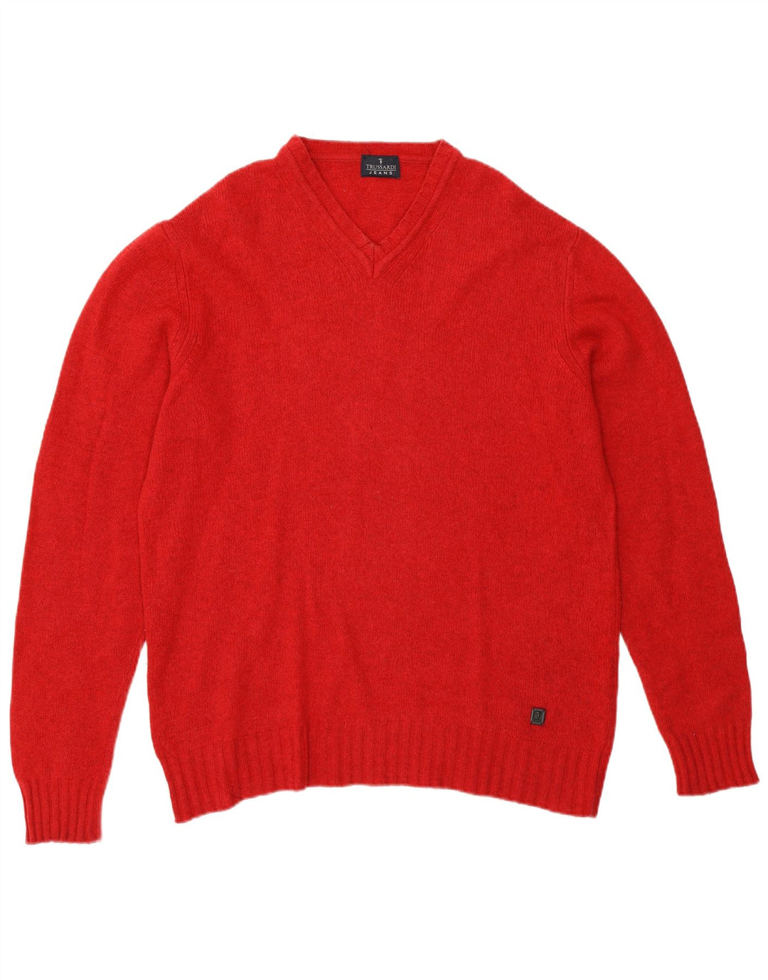 Trussardi Pull Col V Laine Rouge Moyen |
