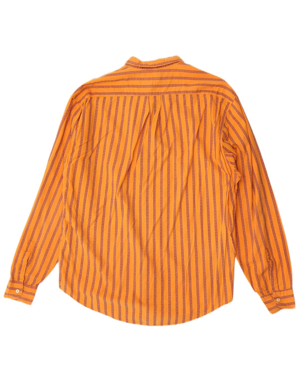 Chemise Homme Vintage XL Coton Rayé Orange