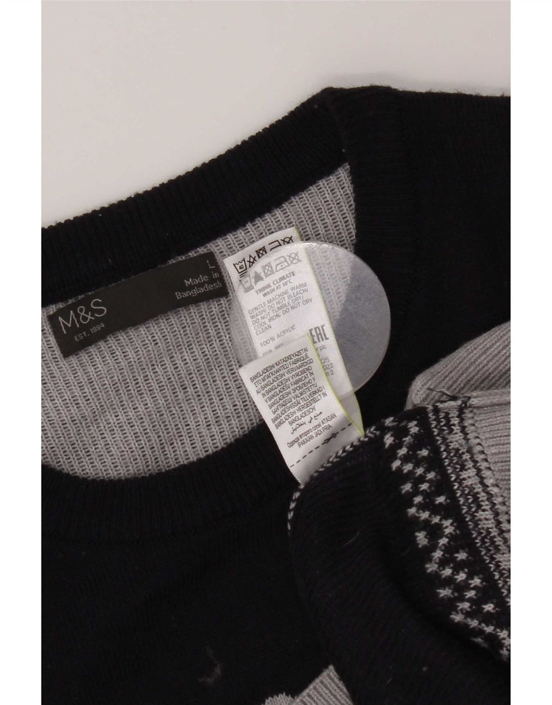 Marks & Spencer Pull à col rond pour homme Gris Large Colorblock