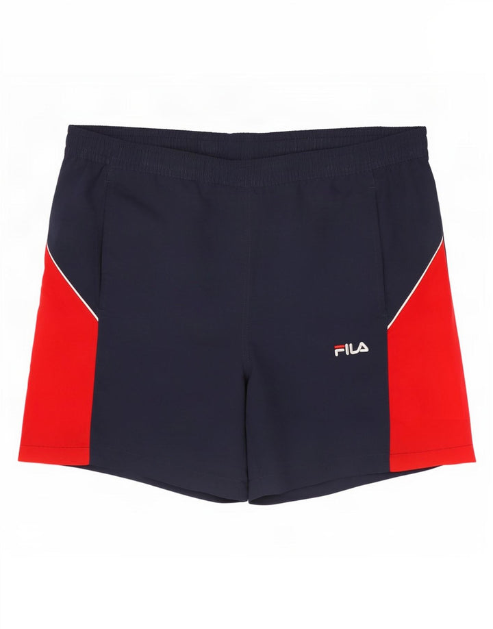Fila Short de Sport Homme Large Bleu Marine Colorblock Polyester