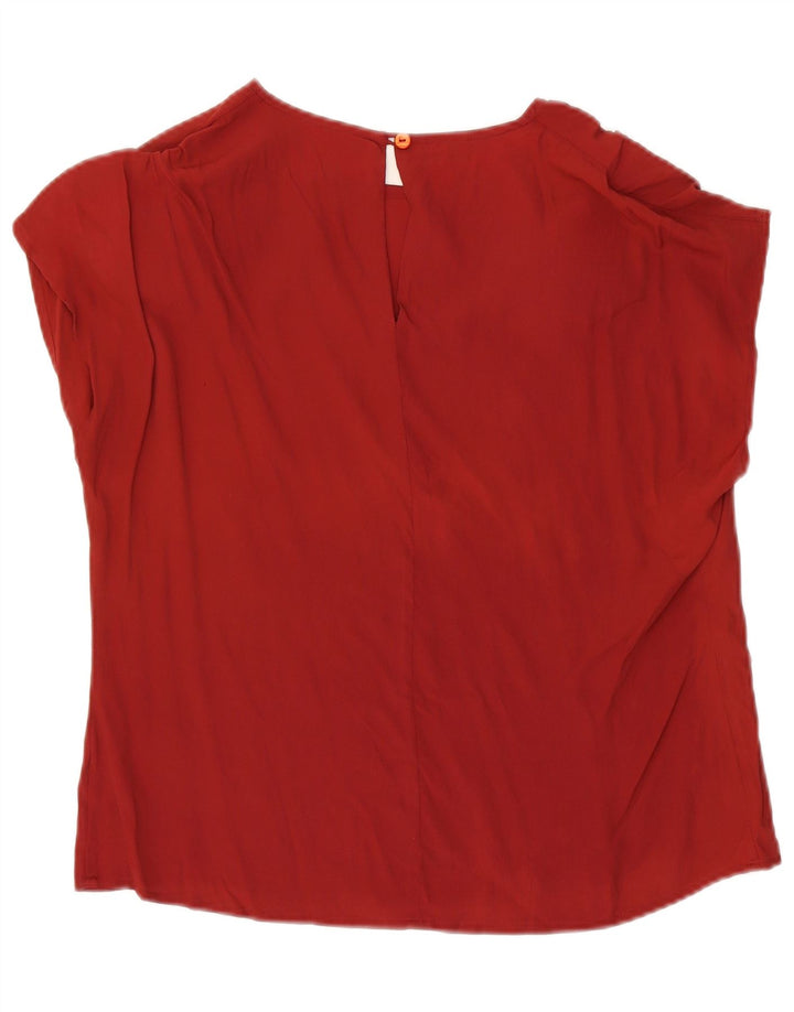 Blouse Femme Vintage Top IT 46 Grande Soie Rouge
