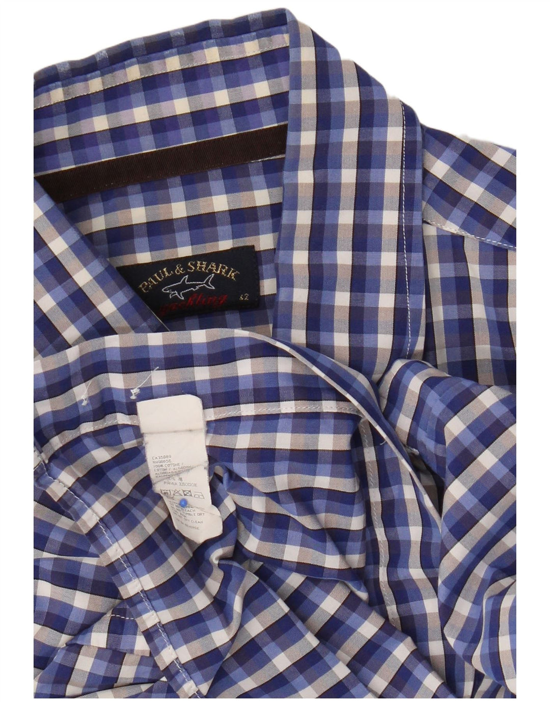 Paul & Shark Chemise Homme Taille 42 Grand Coton à Carreaux Bleu