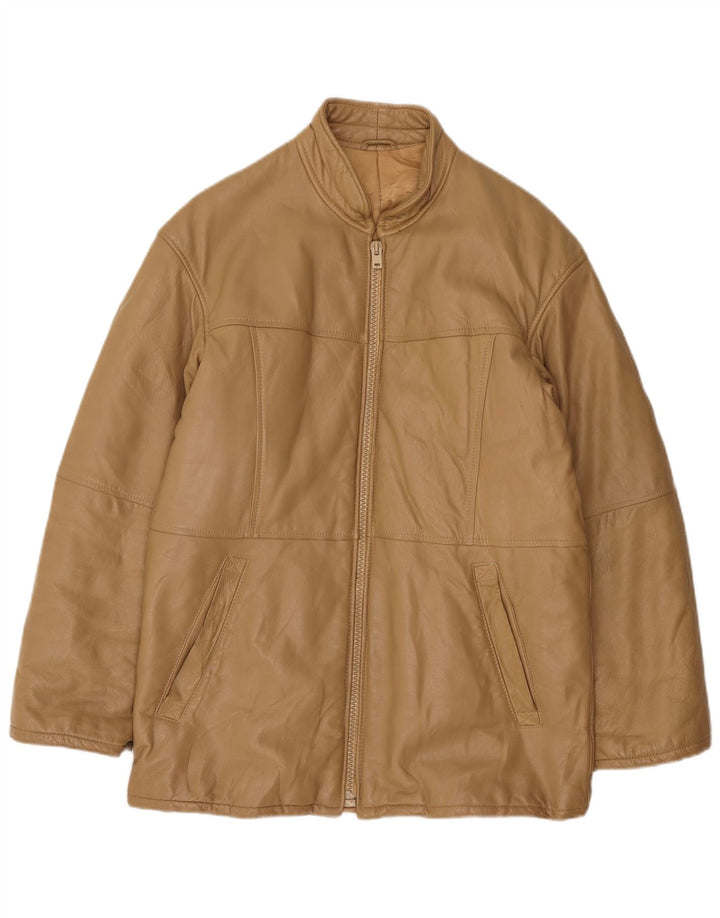 VINTAGE Veste en Cuir Homme IT 48 Marron Moyen